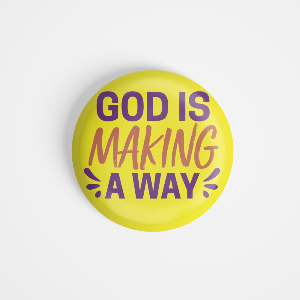 dhcrafts Round Fridge Magnet Yellow God Jesus God Is Making A Way Glossy Finish Design Pack of 1 (58 mm)